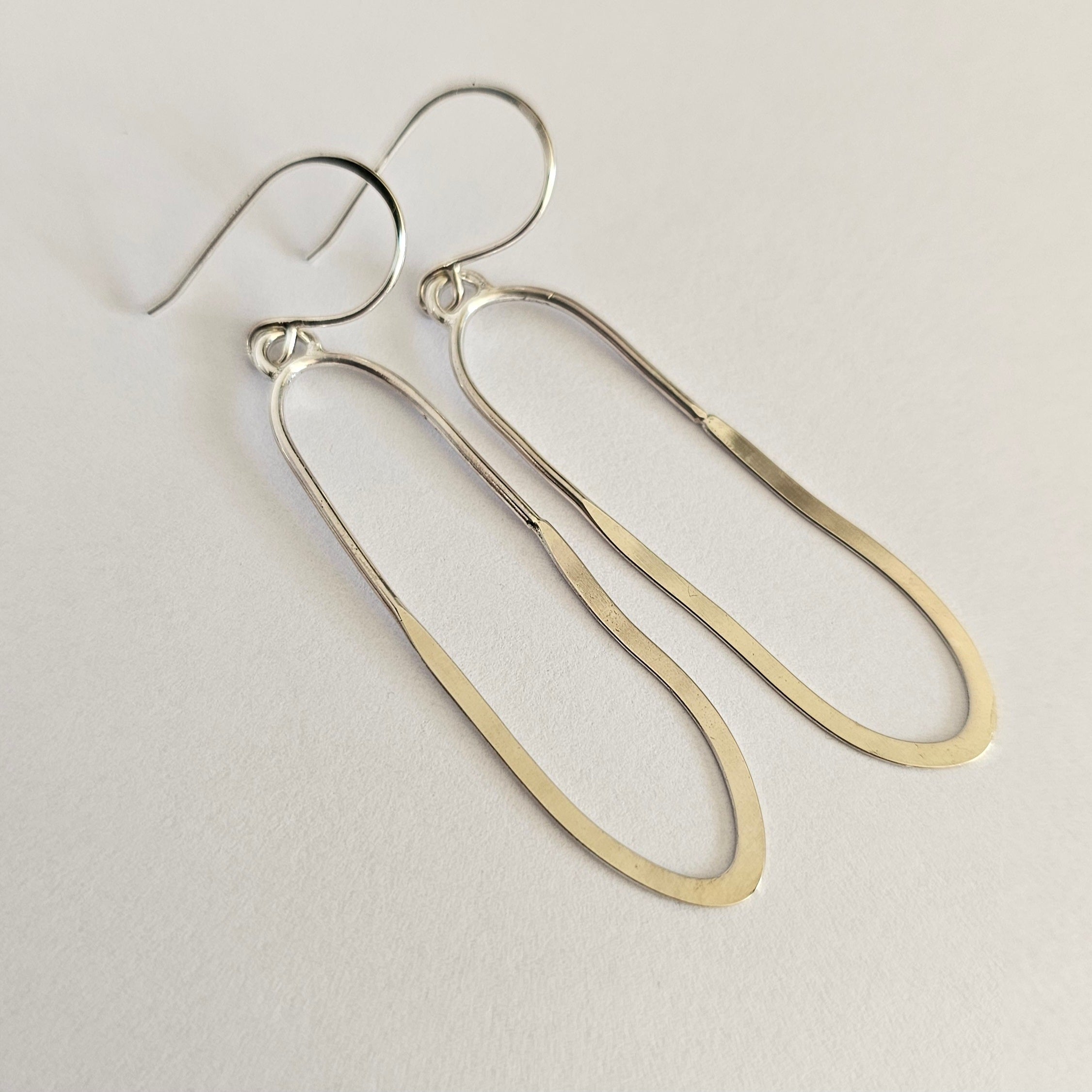 Long Organic Light Weight Half Flattened Dangle Earrings