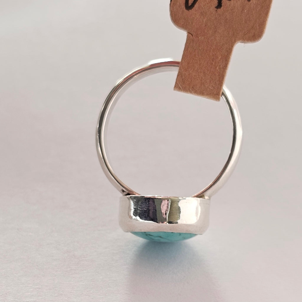 Handmade Sterling Silver Ring with Turquoise Stone - Size 7.5
