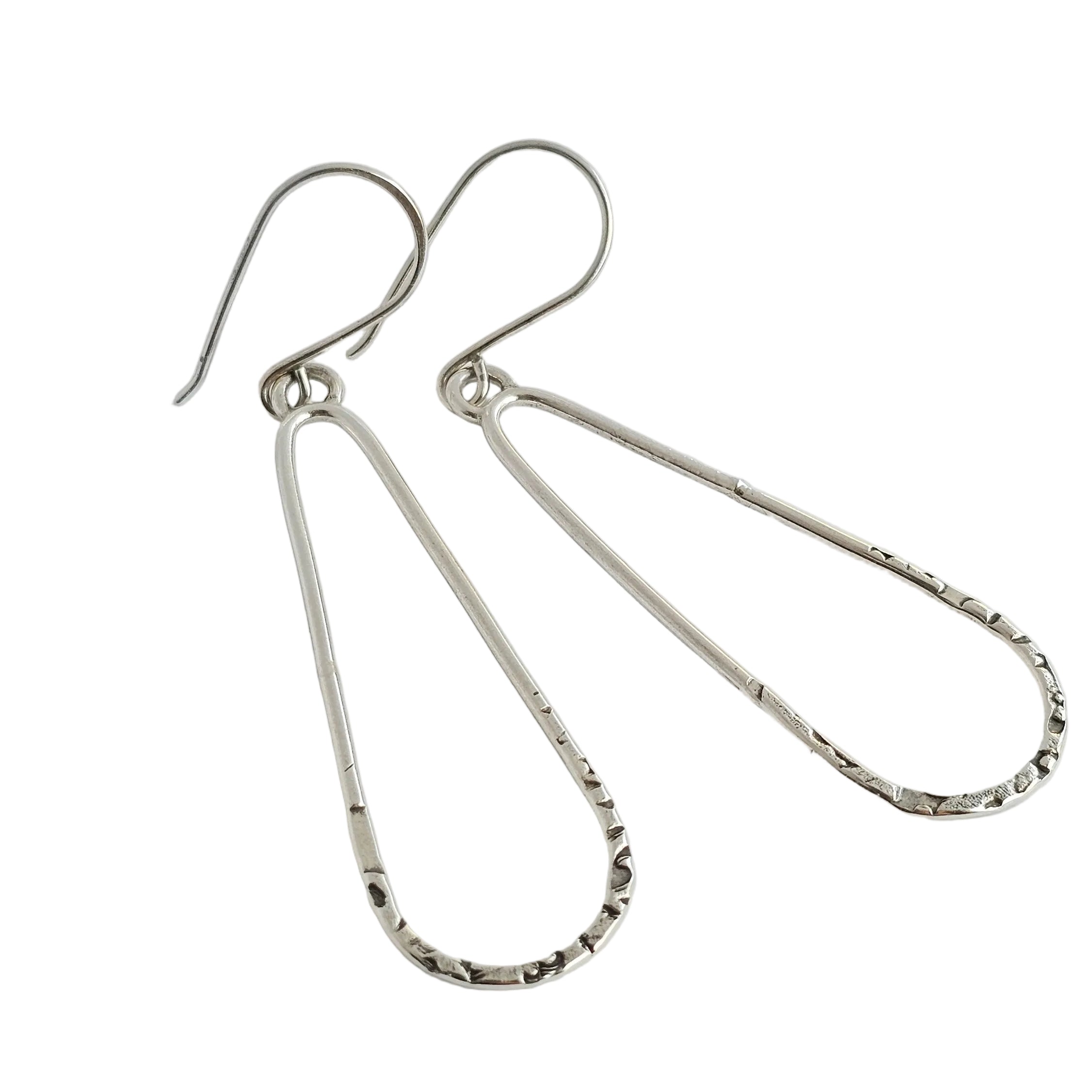 Sterling Silver Teardrop Dangle Earrings – Textured - handmade by Bright Side Jewelry Co.