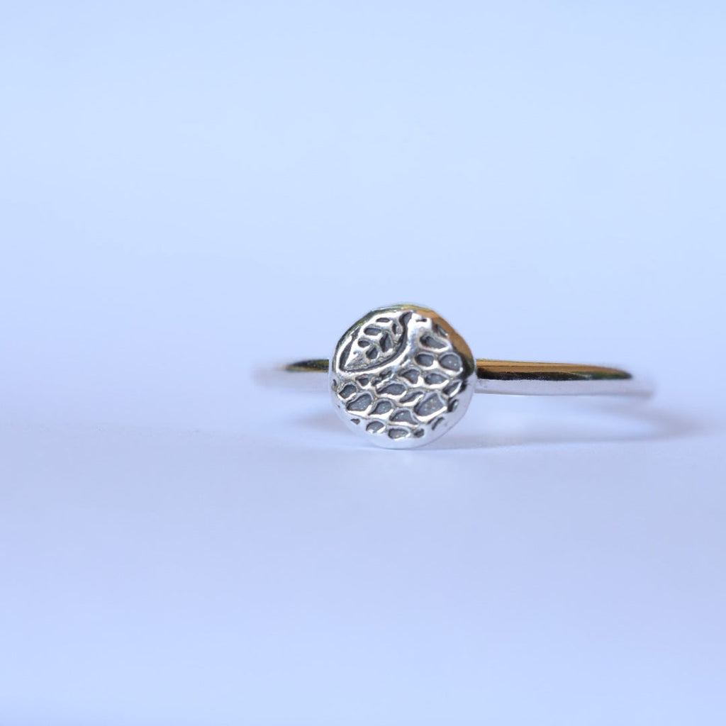 Sterling Silver + Fine Silver Textured Dot Size 5