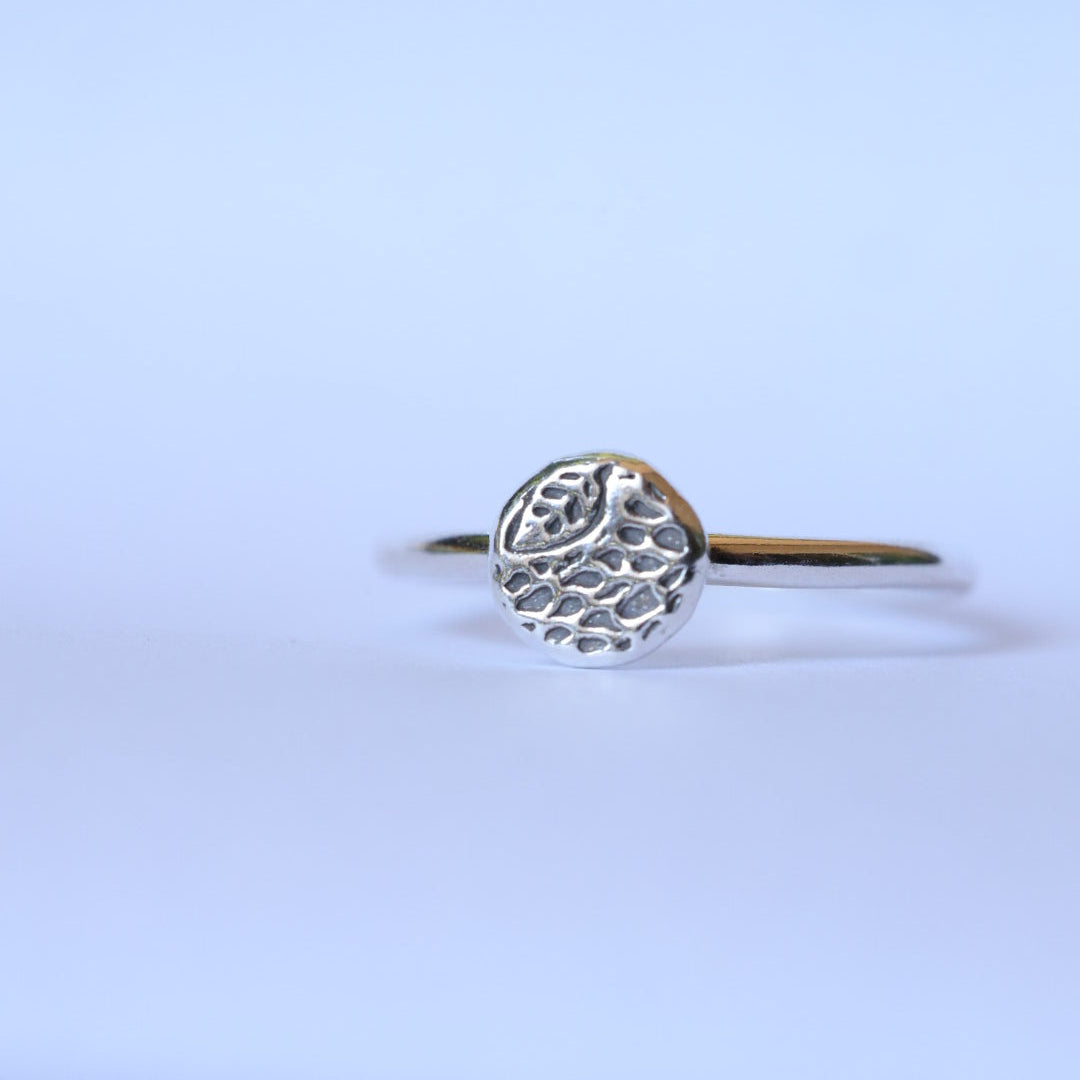 Sterling Silver + Fine Silver Textured Dot Size 5