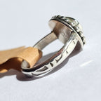 Handmade Sterling Silver Ring with Beaded Bezel & Stunning Stone - Size 6.25