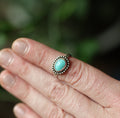 Size 6.5 // Sterling Silver Textured Band with Turquoise Stone