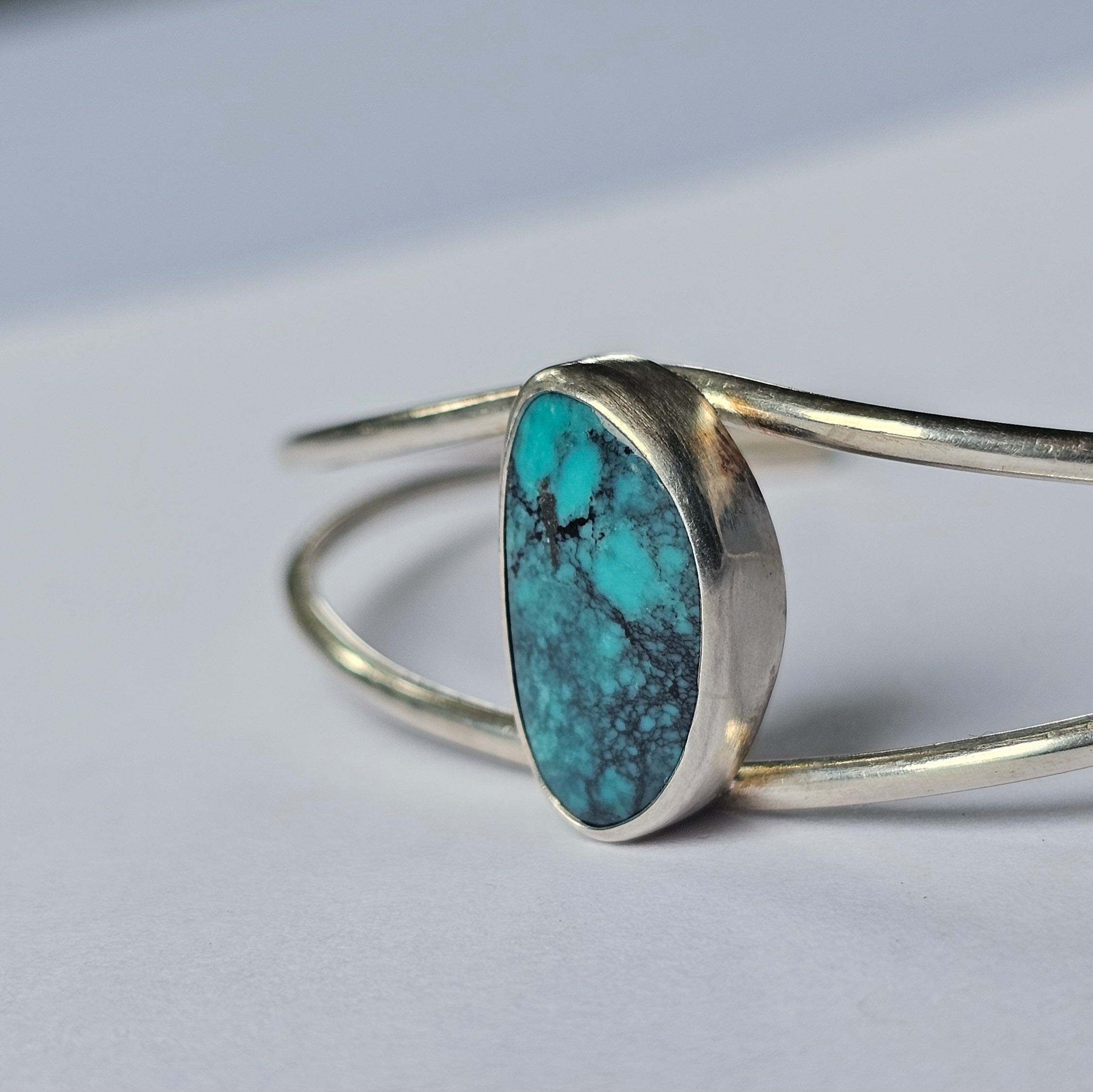 6.5" Sterling Silver Cuff with Turquoise Stone