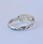 Turquoise Sterling Silver Ring – Textured Band – Size 7.5