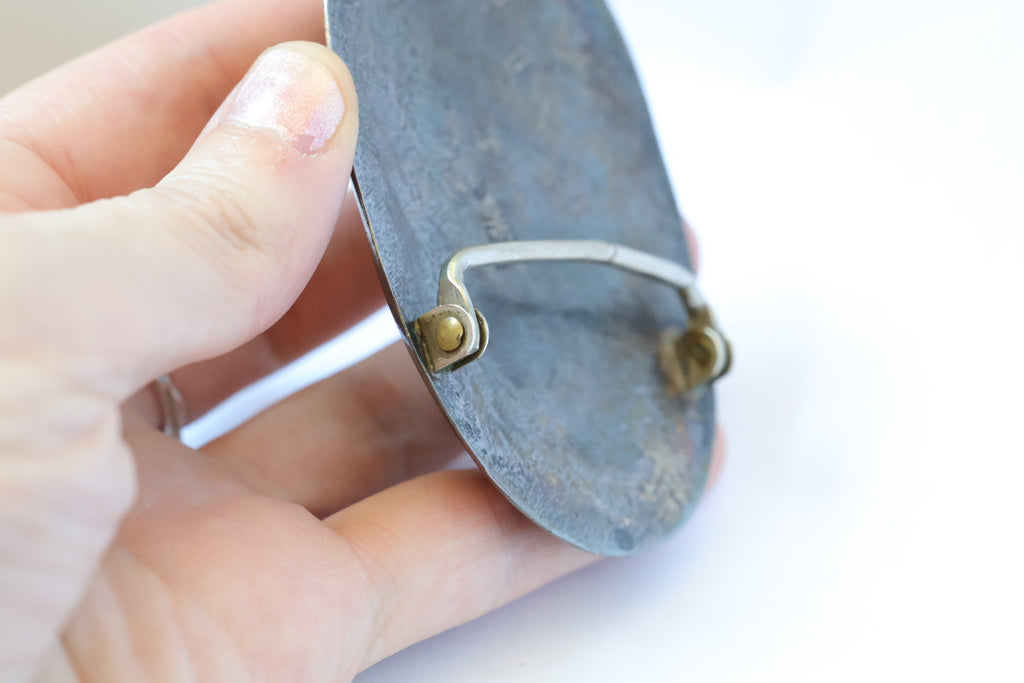 Effie C. Zuni Stamped Silver Turquoise Snake Belt Buckle - (AS IS)