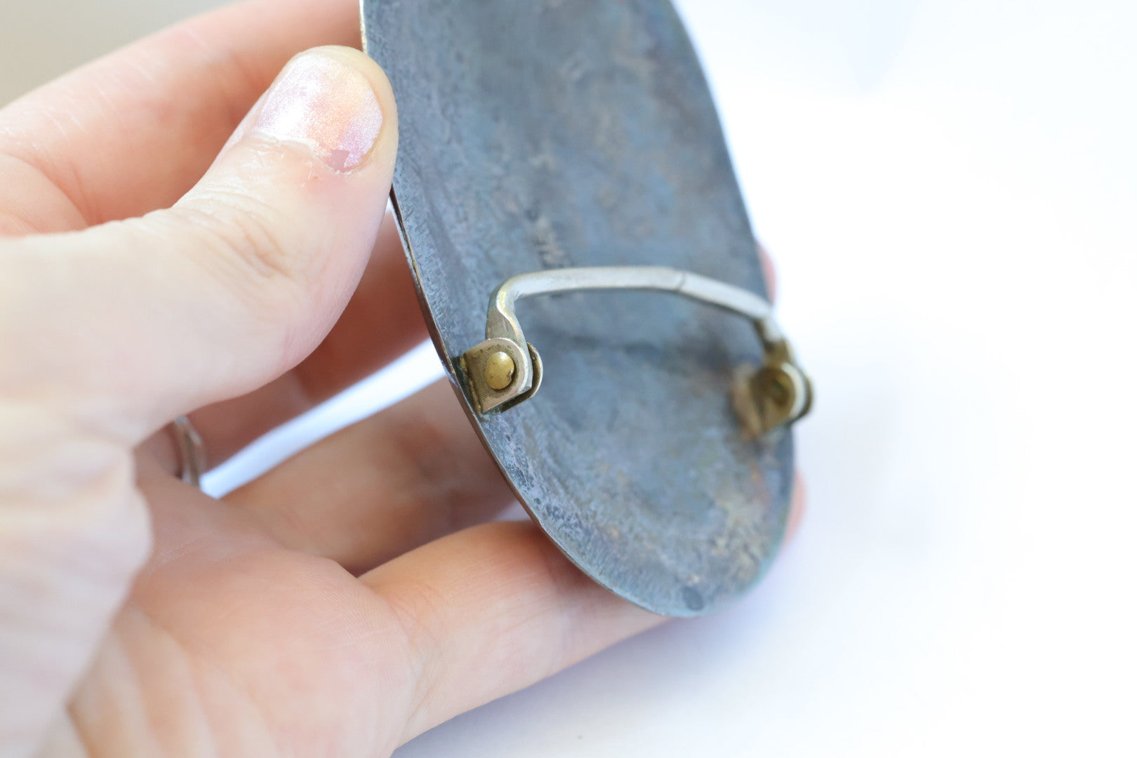 Effie C. Zuni Stamped Silver Turquoise Snake Belt Buckle - (AS IS)