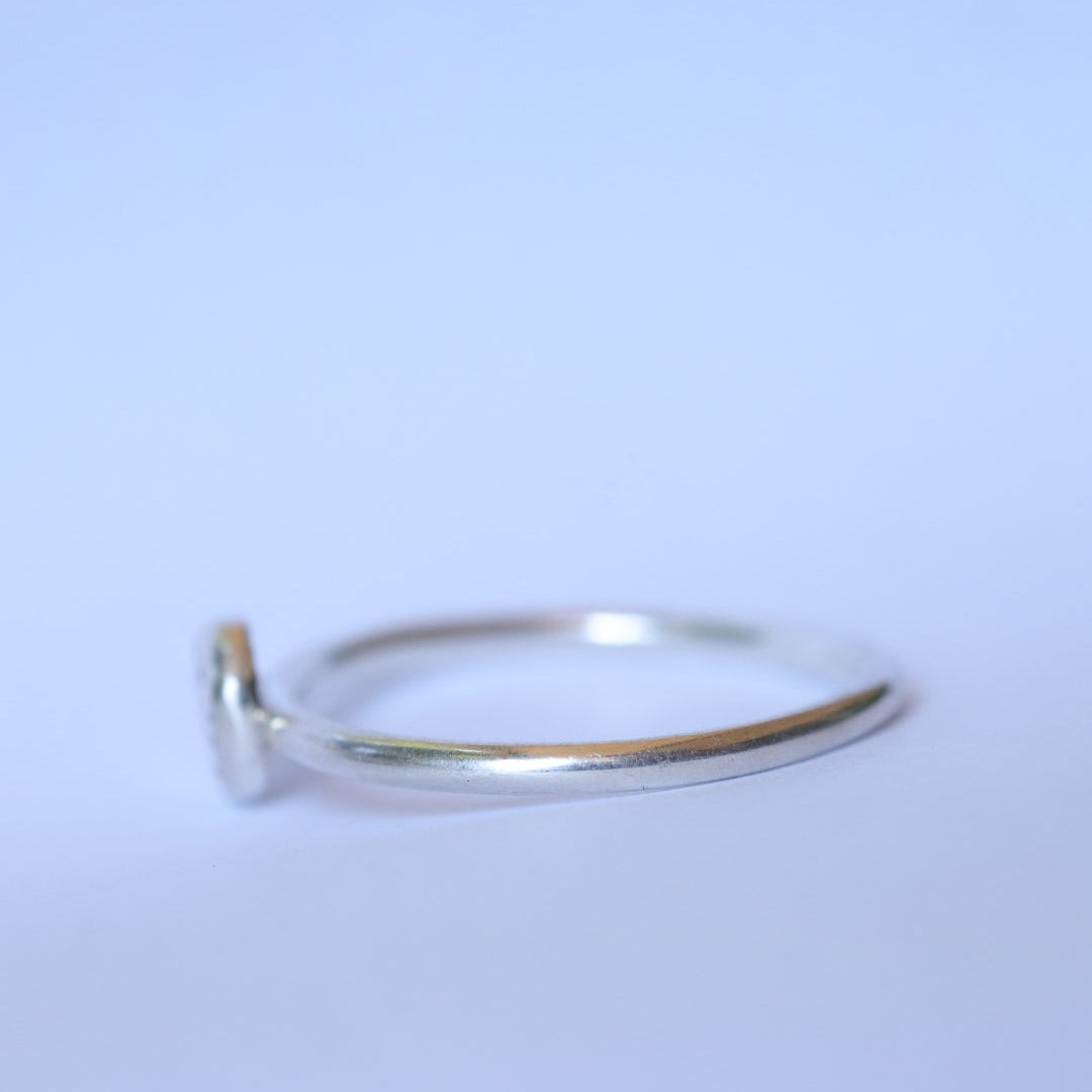 Sterling Silver + Fine Silver Textured Dot Size 7.5