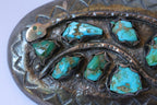 Effie C. Zuni Stamped Silver Turquoise Snake Belt Buckle - (AS IS)