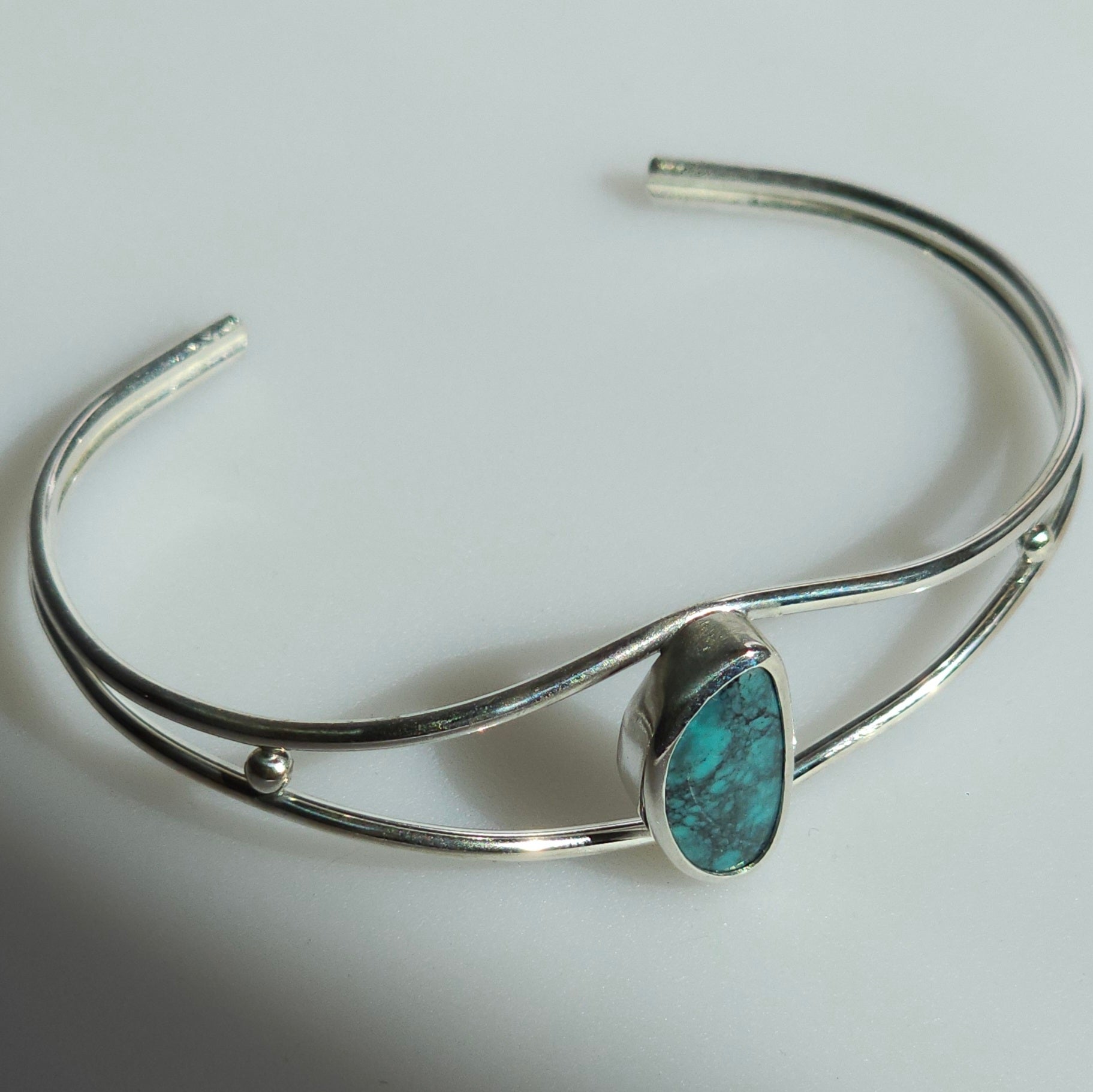 7" Sterling Silver Cuff with Turquoise Stone